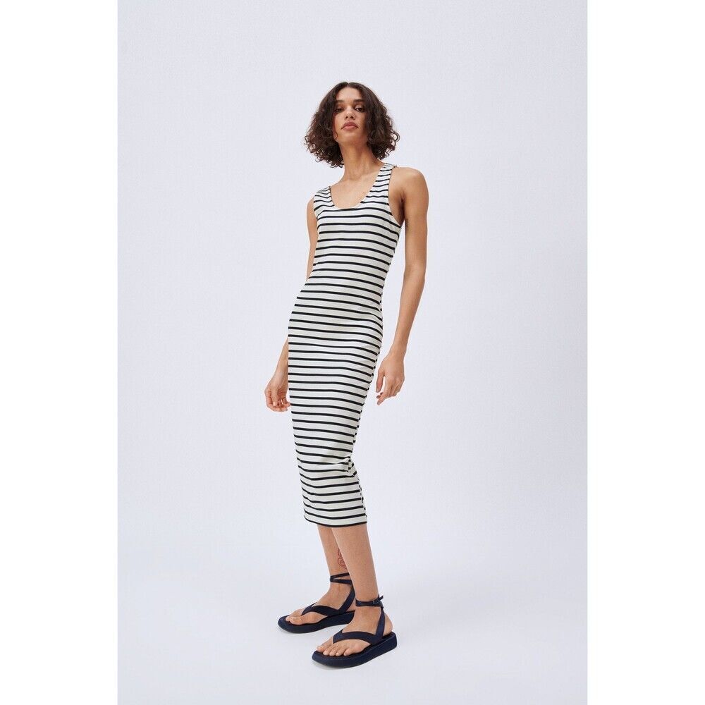 Zara Striped Criss-Cross Back Sleeveless Midi Dress (NWT)